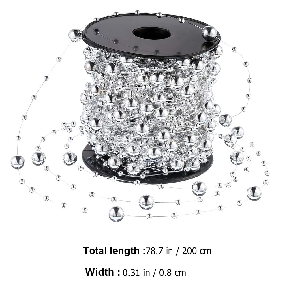 1 لفة فو حبات اللؤلؤ سلسلة جارلاند شجرة عيد الميلاد ديكور Crafts بها بنفسك الحرف الخرز ستراند خيط صنارة الصيد تقليم لوازم الخياطة اليدوية #3