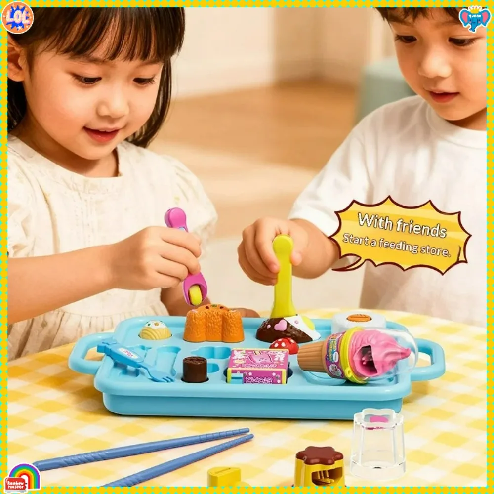 NEW Food Feeding Pudding Toy With Tray Set Sweet Rice Ball Ice Cream Toy Japanese Early Education Toy Pretend Play House Toys view 4