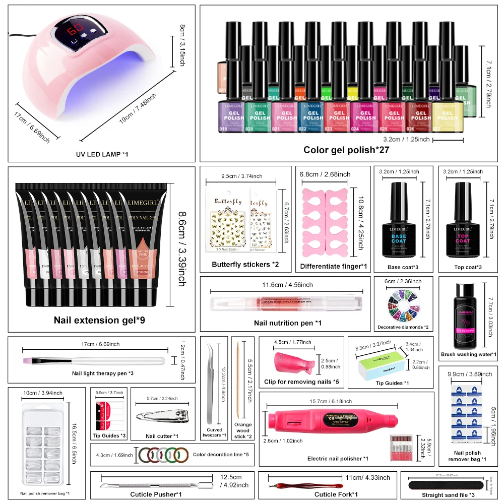 Набір гелевих лаків для нігтів LIMEGIRL з лампою 6