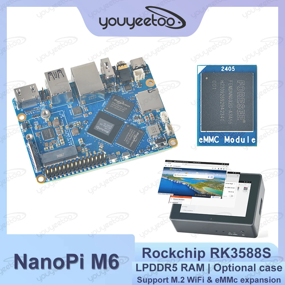 

NanoPi M6 Development Board Open-Sourced 64bit Rockchip RK3588S Mini SBC LPDDR5 RAM Native Gigabit Ethernet Light NAS 8K Decod