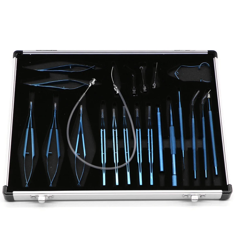 21pcs Ophthalmic Cataract & Intraocular Set Surgical Instrument Eye Micro Surgery Tools titanium alloy Eyelid