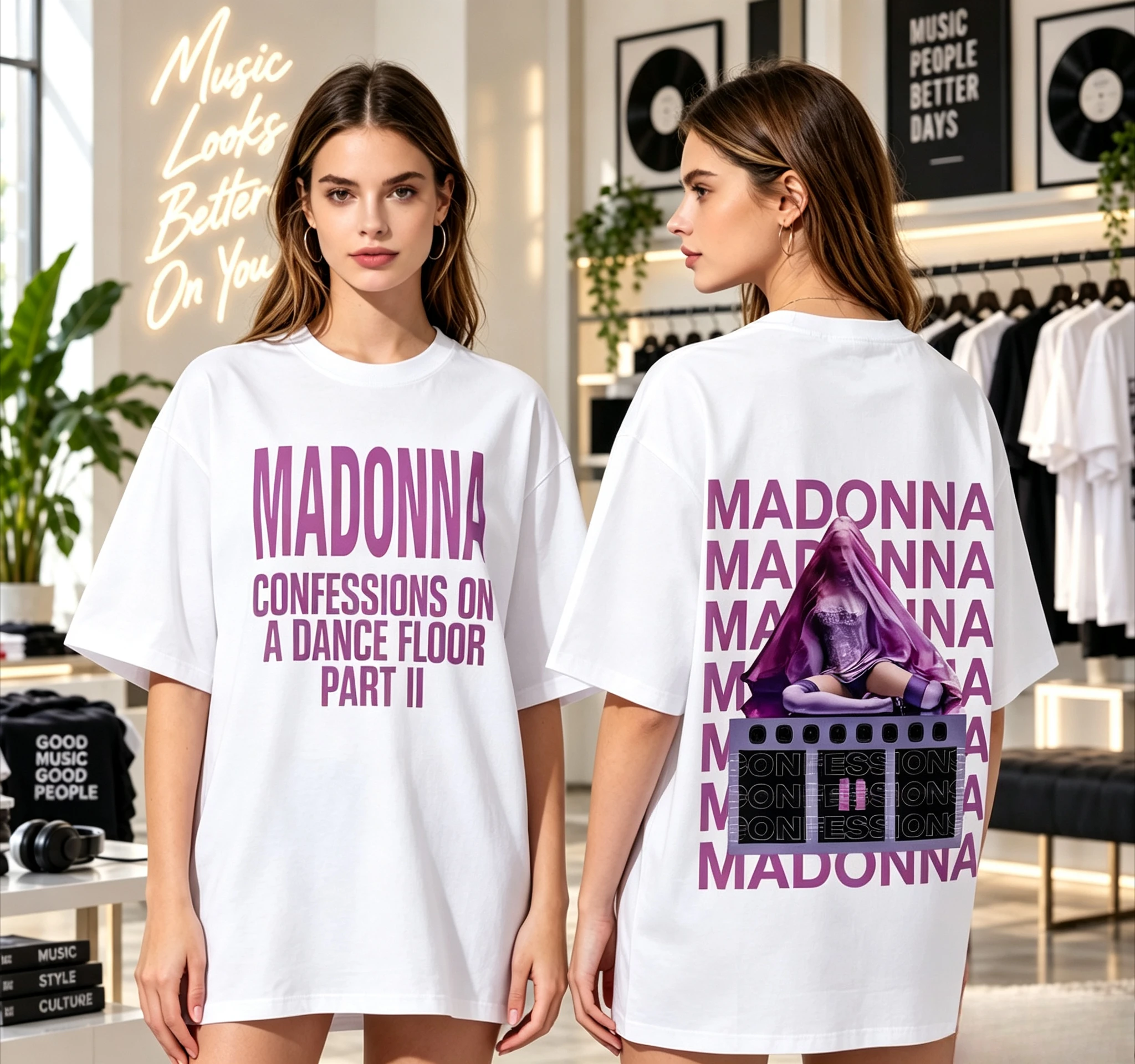 Madonna CONFESSIONS II Album Tour 2026 Print T-shirt Men Women Hip-hop T-shirt Summer Short-sleeved Casual Cotton Loose T-shirts