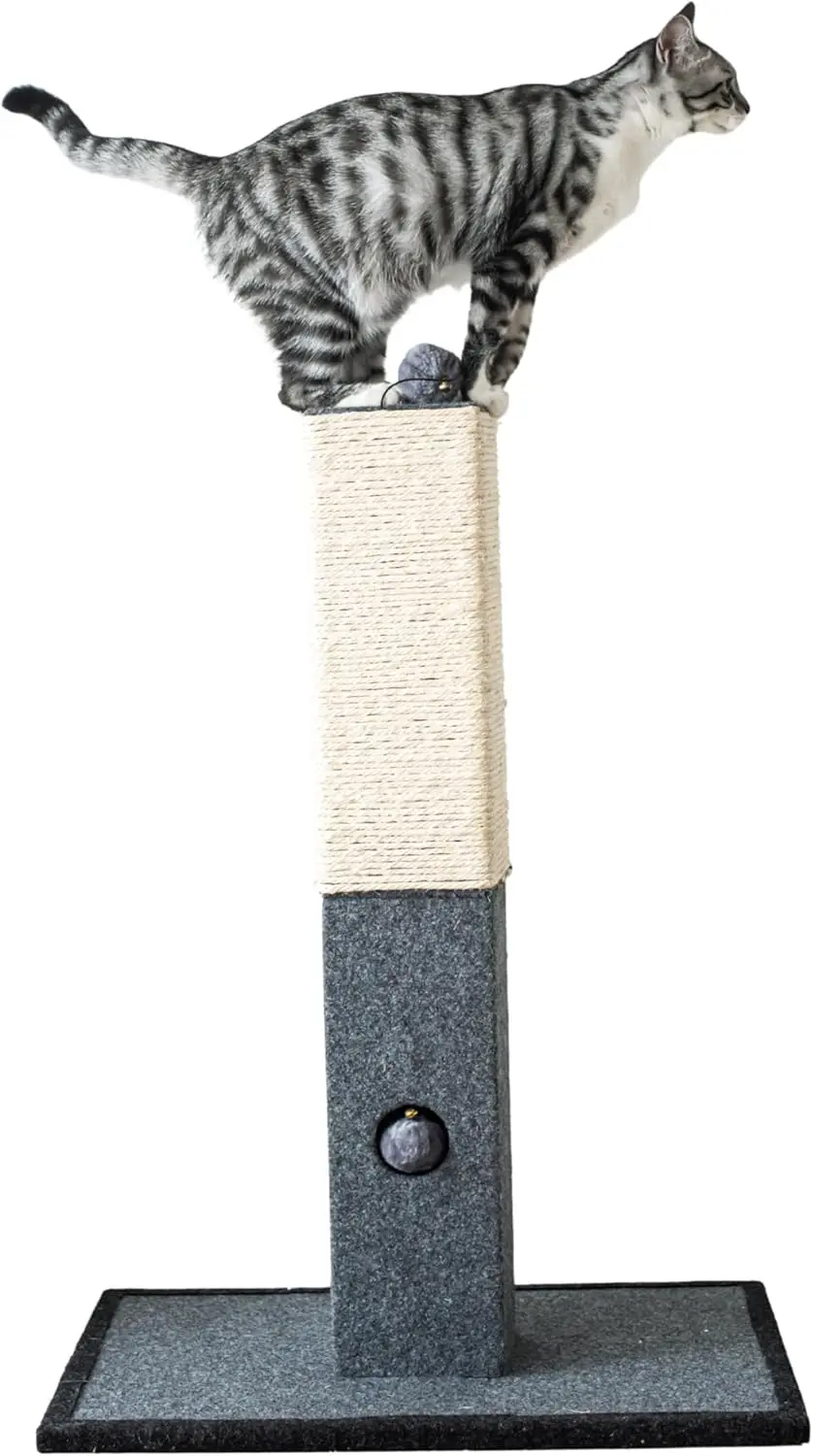

Cat Scratching Post - Minimalist Style Design of Cat Tree Scratch Post with Kitten Playful Toy Allure, Good for Pets to