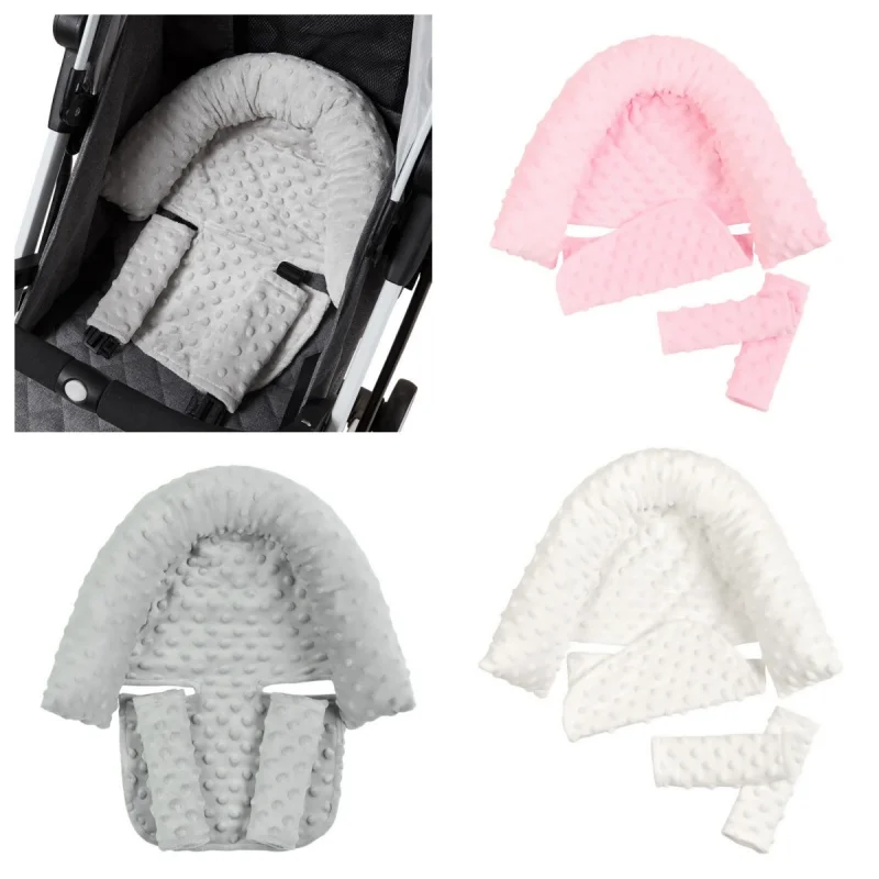 Baby Seat Headrest With Protective Cover Multi-Color Baby Super Soft Bubble Velvet Baby Protection Set