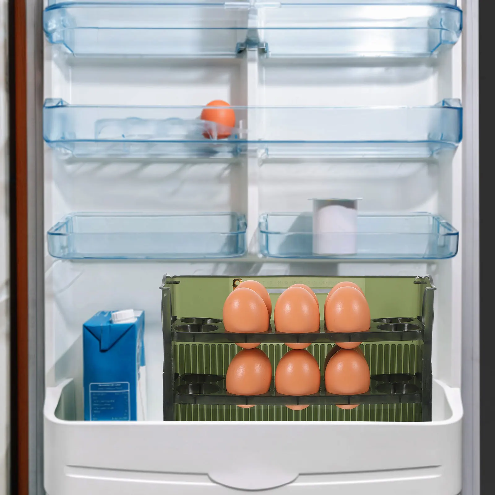 

3-Layer Egg Holder Refrigerator Fridge Door Storage Rack Large Capacity Flip Design Egg Organizer Stand Durable