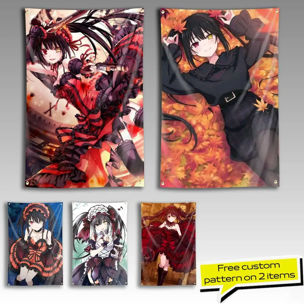 Nightmare K-Kurumi Tokisaki Flag Tapestry Banner for Bedroom Living Room Outdoor Camping Custom Supported