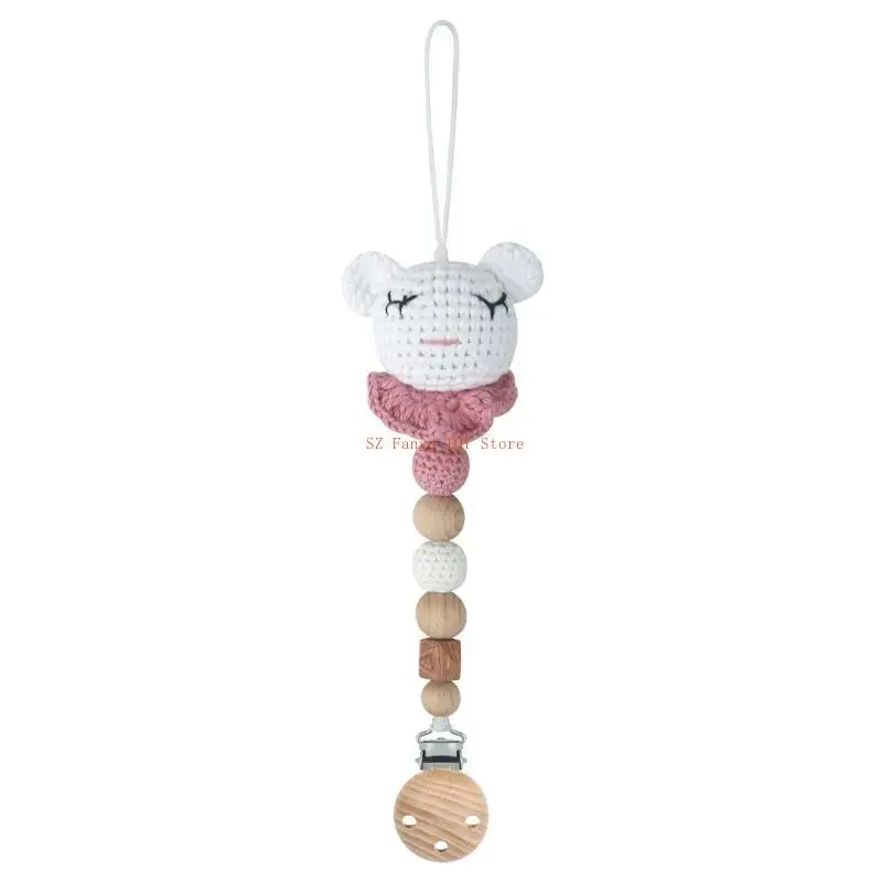

96GC Crochet Animal Pacifier Chain Soother Holder Feeding Toy Cotton Shower Birthday