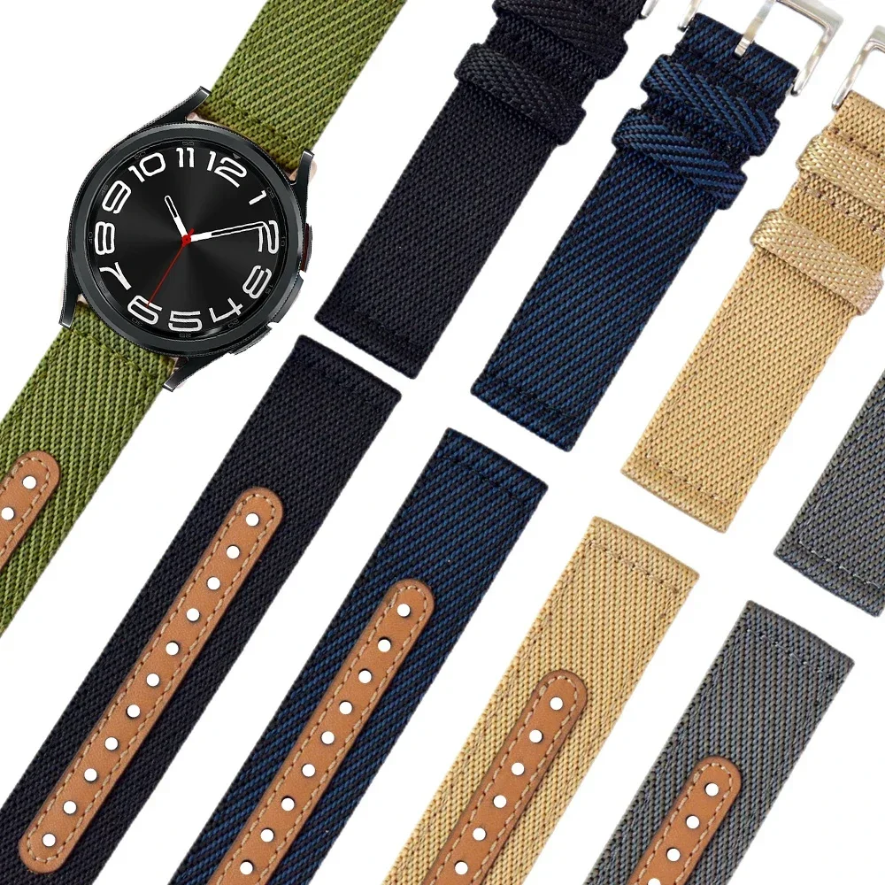 New Nylon Canvas Band 18mm 20mm 22mm Universal Replacement Strap for Samsung Galaxy Watch 6 5 4 3 Belt for Huawei Watch Bracelet