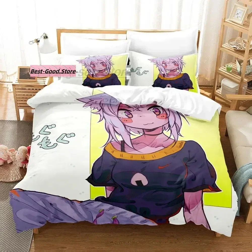 

Hololive Neko Mata Okayu 3D Anime Printed Bed Set Duvet Cover Pillowcase Bedding Set Bed Linen Sheet Quilt Cover Queen King Size