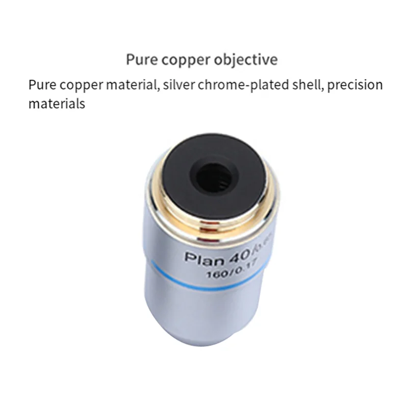 

B08B-40X RMS Thread 160/0.17 195Mm Plan Achromatic Objective Lens For Biological Microscope 195