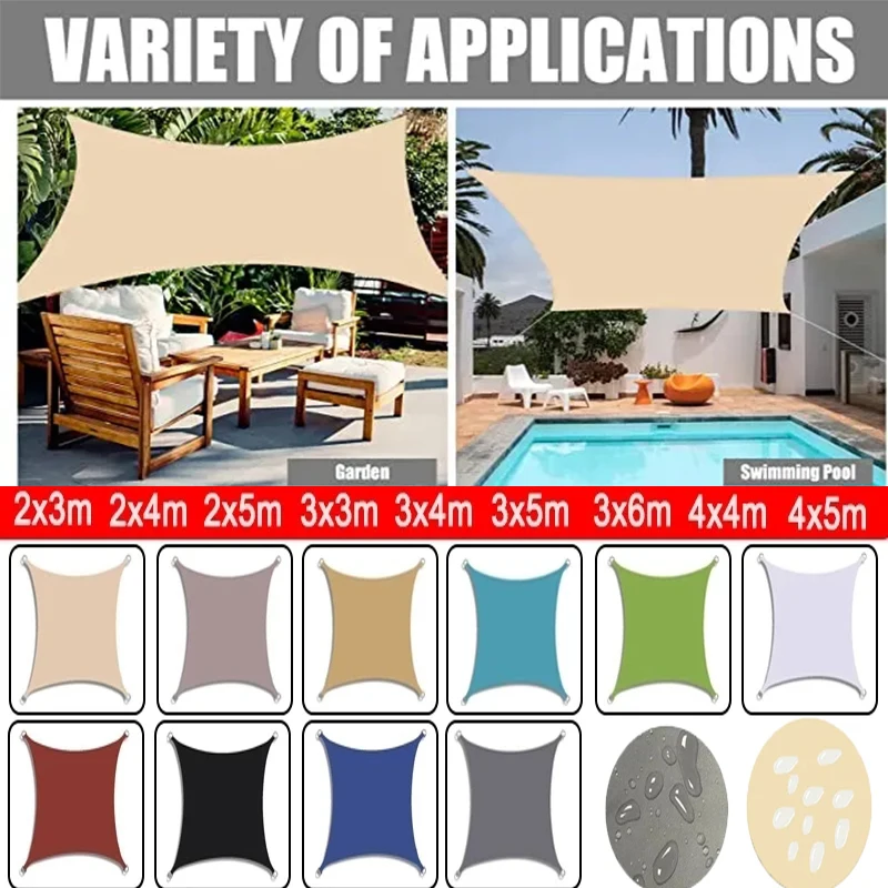 

420D Waterproof Sun Shelter Sunshade Protection Shade Sail Awning Camping Shade Cloth Large For Outdoor Canopy Garden Patio