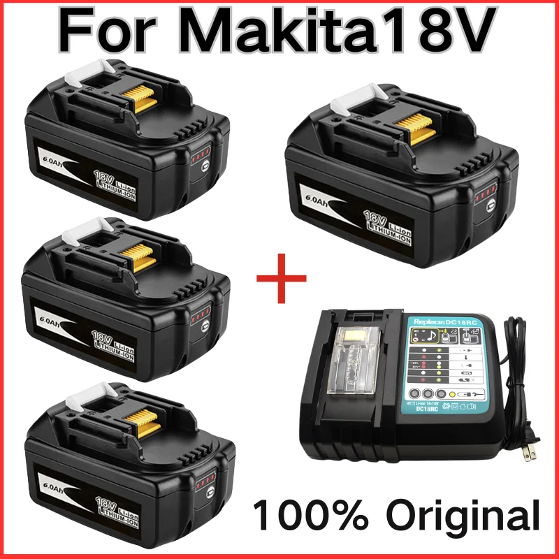 

Аккумулятор 18 В для электроинструментов Makita 18 В, сменные аксессуары BL1860 BL1850 BL1840, литий-ионный аккумулятор, зарядное устройство