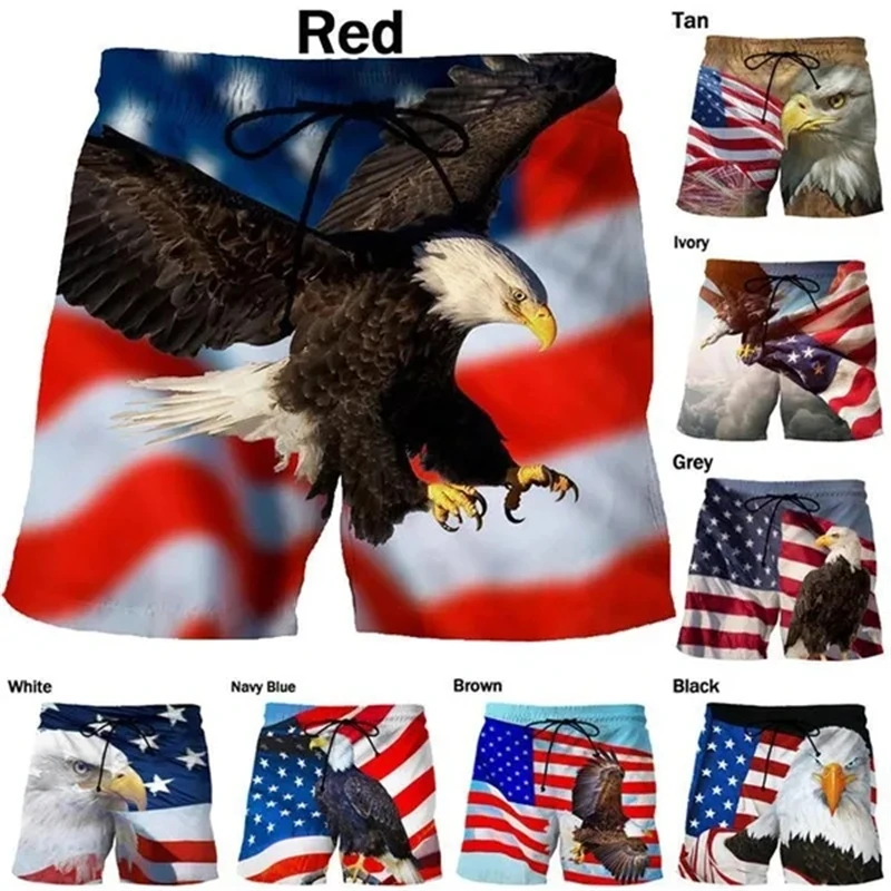 Fashion U.S. Flag Graphic Shorts Pants Pop 3D Printing Hip Hop Board Shorts Summer Hawaii Swimsuit Cool Surf Swim Trunks