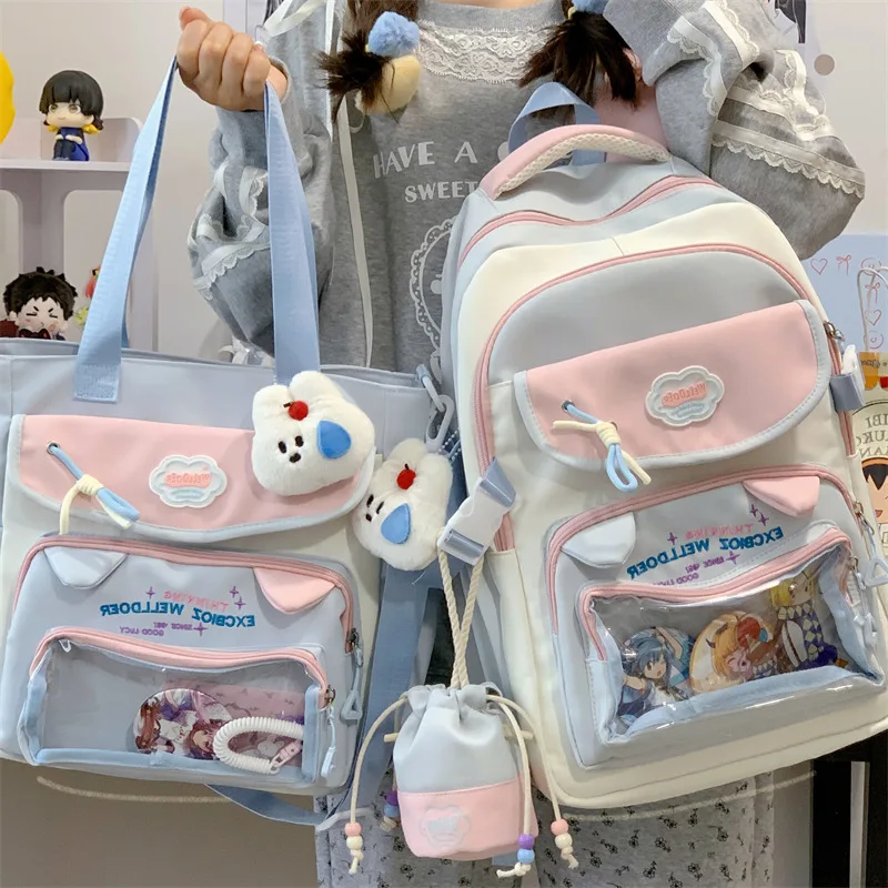 Contrast color desihngirls backpack Good lookingandlargecapacityschool backpack for girls Pain bag tote bagforwomenAgiftforagirl