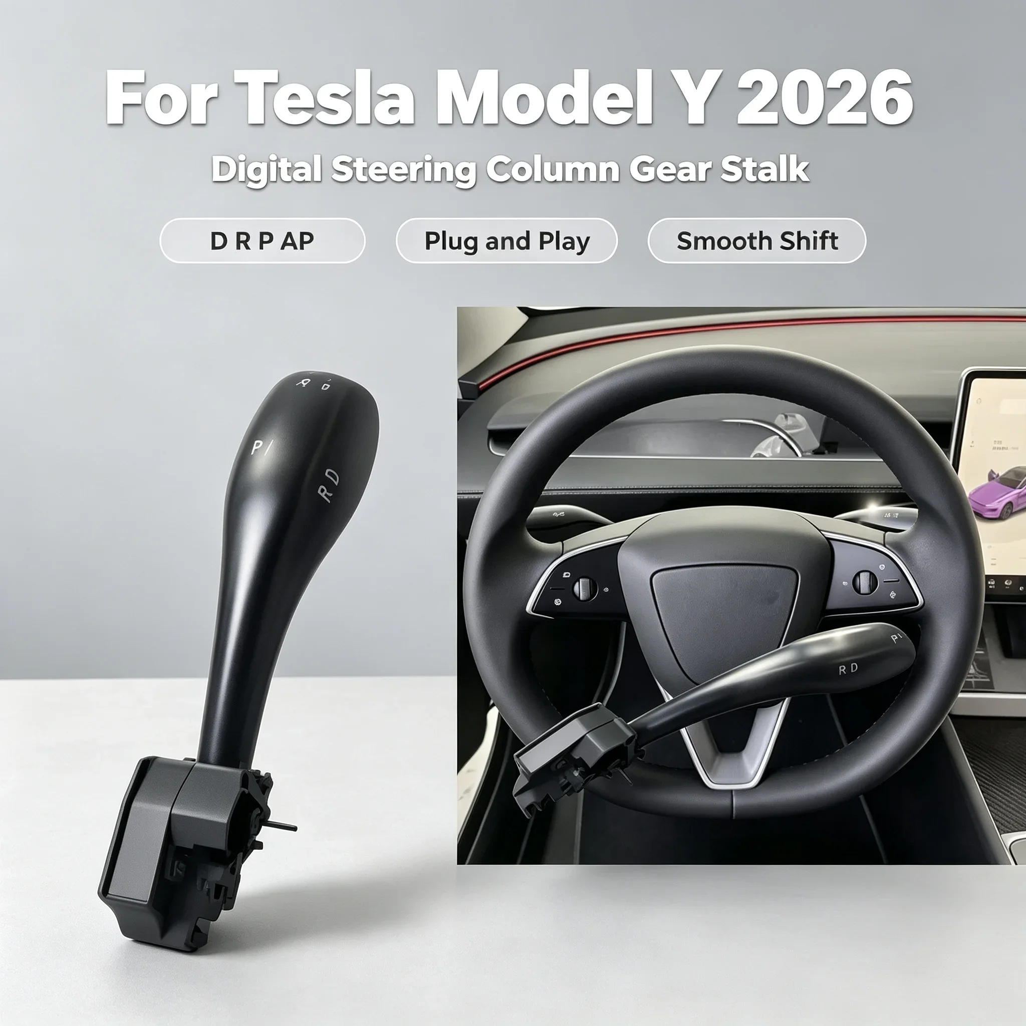 For Tesla 2026 Model Y Juniper Autopilot Indicator Lever Physical Gear Selector Stalk D R P Shift Control Switch WORLDKPI