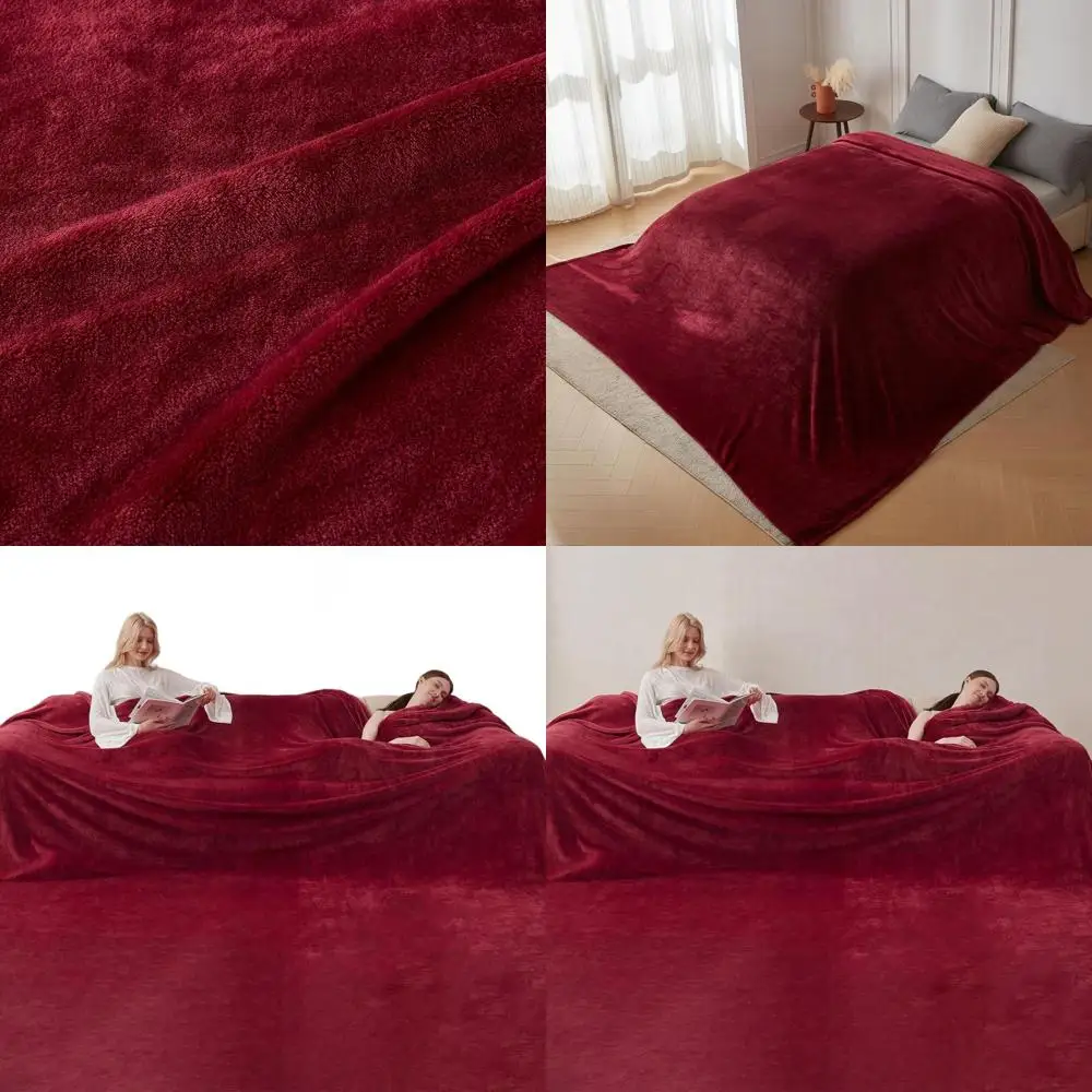 

Огромное бордовое красное флисовое одеяло размером 10 x 10 дюймов, очень большое мягкое и теплое для кровати, дивана, путешествий, кемпинга