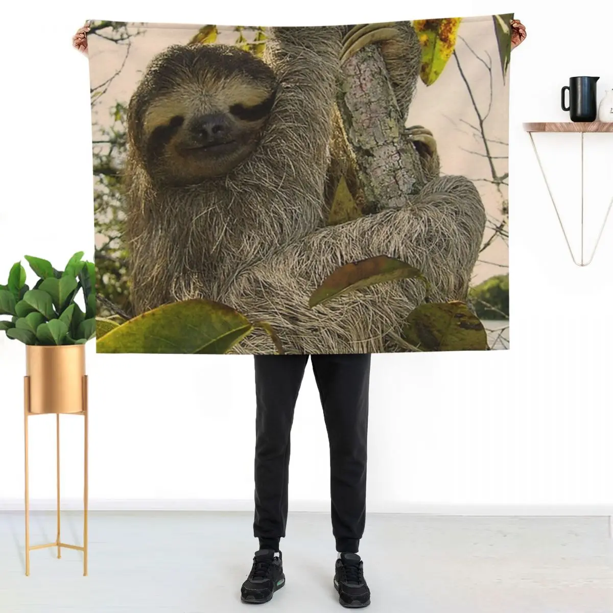adorable sloth Throw Blanket for winter funny gift Picnic Thins Hair Flannel Blankets