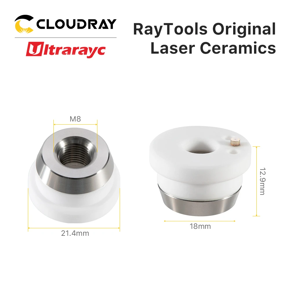 Ultrarayc Raytools originale 3D Ceramic 120515093A Dia.21.4mm 18mm filettatura M8 H12.9mm per Raytools BD04K testa di taglio Laser 3D