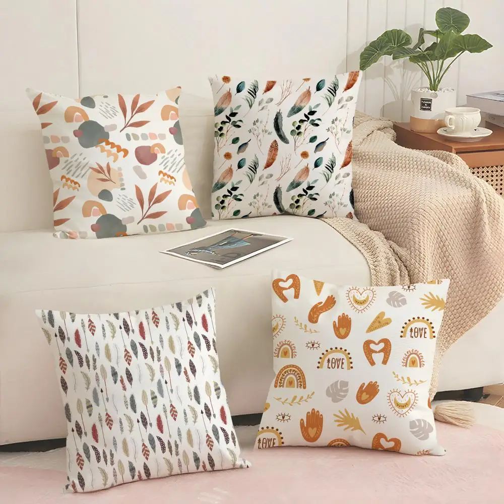 

Abstract Boho Pattern Cushion Cover Silky Short Plush with Invisible Zipper Dustproof Sofa Pillow Case for Home Decor