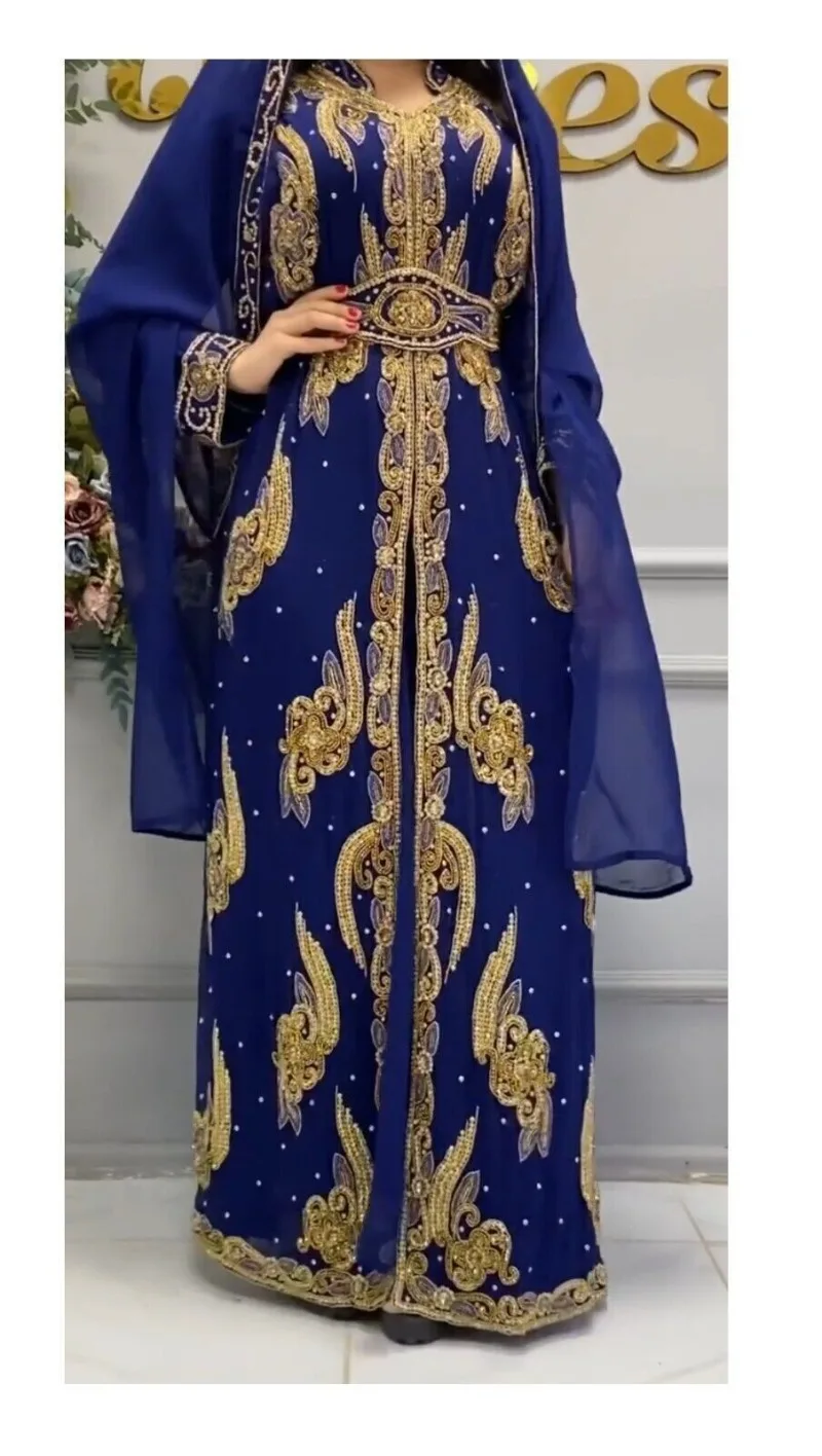 

Royal Dubai Moroccan Abaya Kaftan Modern Islam Farasha Fancy Women's Dress