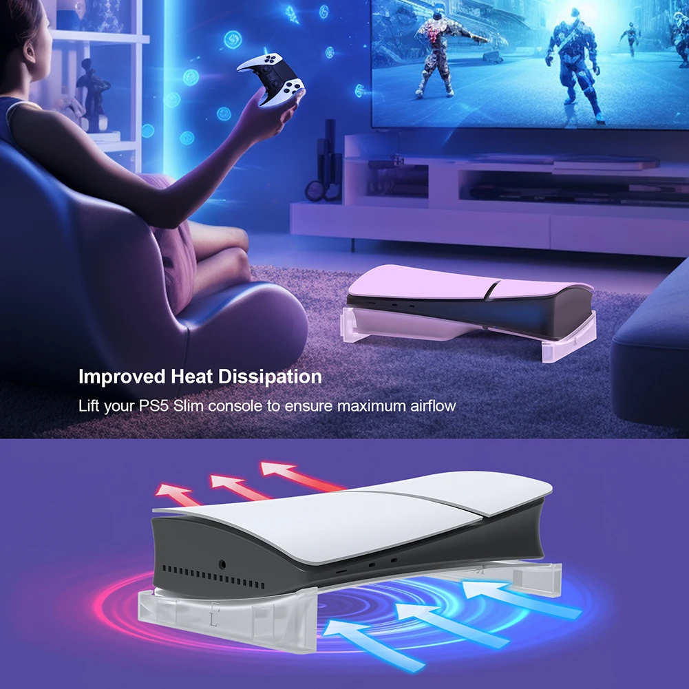 For PS5/5 Slim Horizontal Stand Transparent Game Console Base Bracket For Sony Playstation 5 Slim Disc Digital Edition Accessori