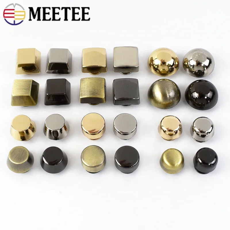 10Pcs Meetee Metal Rivet Nails Buckles Handbag Screw Studs Button Leather Bag Snap Hook Decorative Foot Nail Clasp Accessories