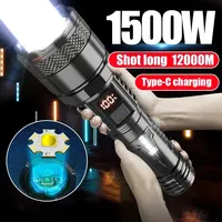 1500W Super Portable Rechargeable Led Lamp Built-in BatteryWaterproof High Power Led Flashlight White Laser Outdoor Torch Light