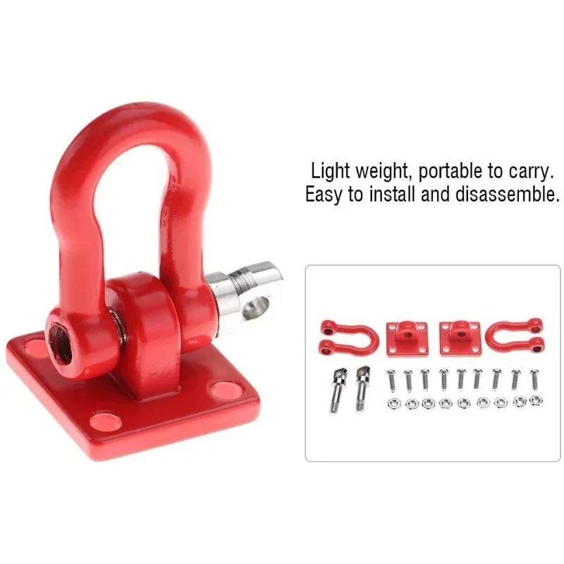 2 قطعة خطاف إنقاذ السيارة ملحقات معدنية حمراء خطاف محاكاة سيارة التسلق مع مسامير حزام لملحقات سحب السيارة #3