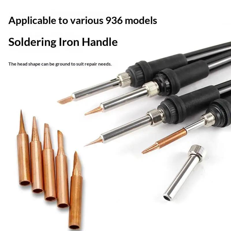 1 Set 900M Soldering Iron Tips K 2.4D 3C B I Pure Copper Strong Heat for 936 Handle Electronic DIY Soldering Replacement Kit