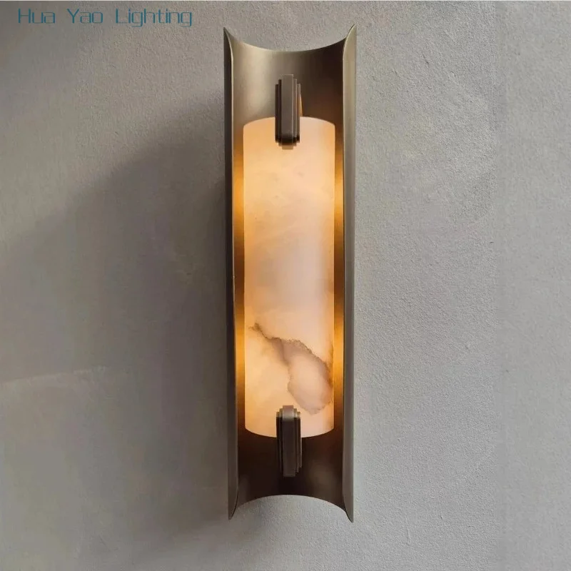 Design Soft Decoration Spanish Natural Marble Wall Light Luxury Background Wall Light Staircase Living Room Corridor Lighting