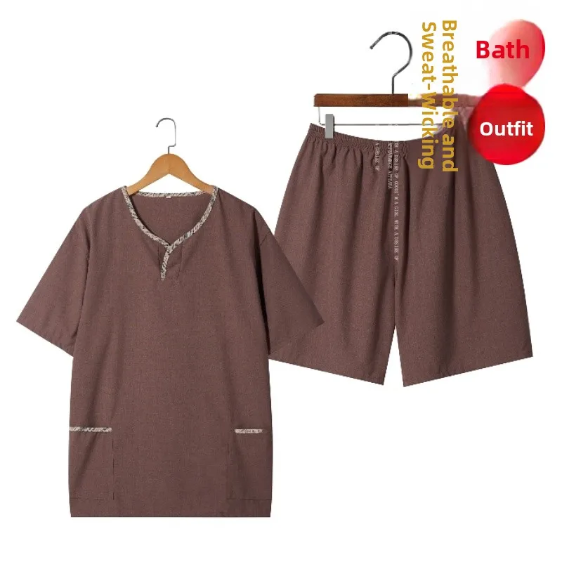 Large Size Bath Robe Couples Massage Sauna Foot Therapy Ladies Men's Sweating Suit Yarn  Collar Design Home Textile