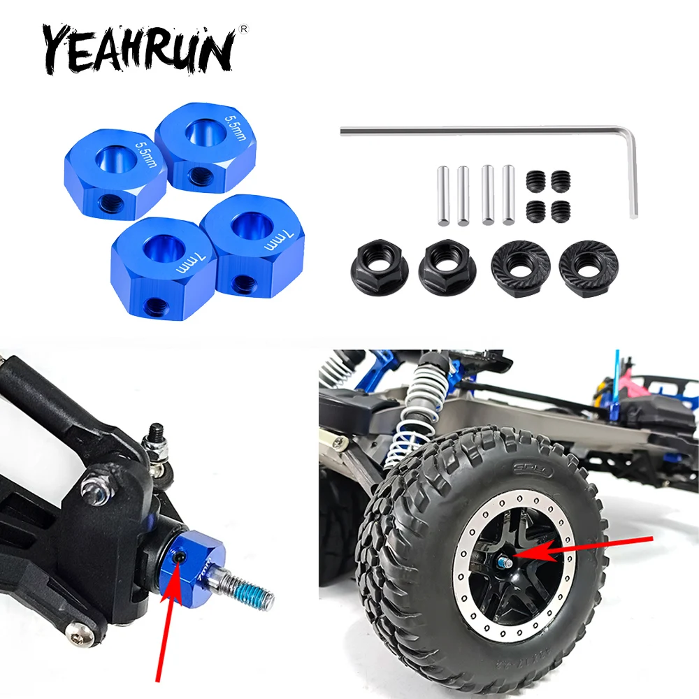 YEAHRUN Metal 12mm Hex Wheel Hub Adapter 5.5mm + 7mm Thickness for Slash 2wd 1/10 Short Course Truck Upgrade Replacement Parts