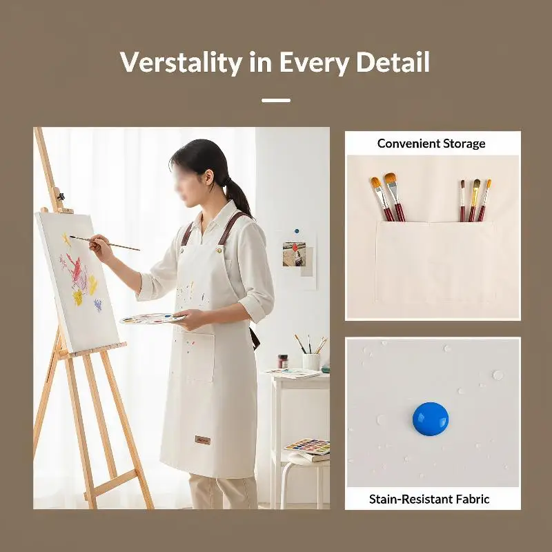 Kitchen Apron Waterproof Oil Proof Stain Resistant with Pocket Work Apron for Restaurant Worker Home Cooking Baking Gift