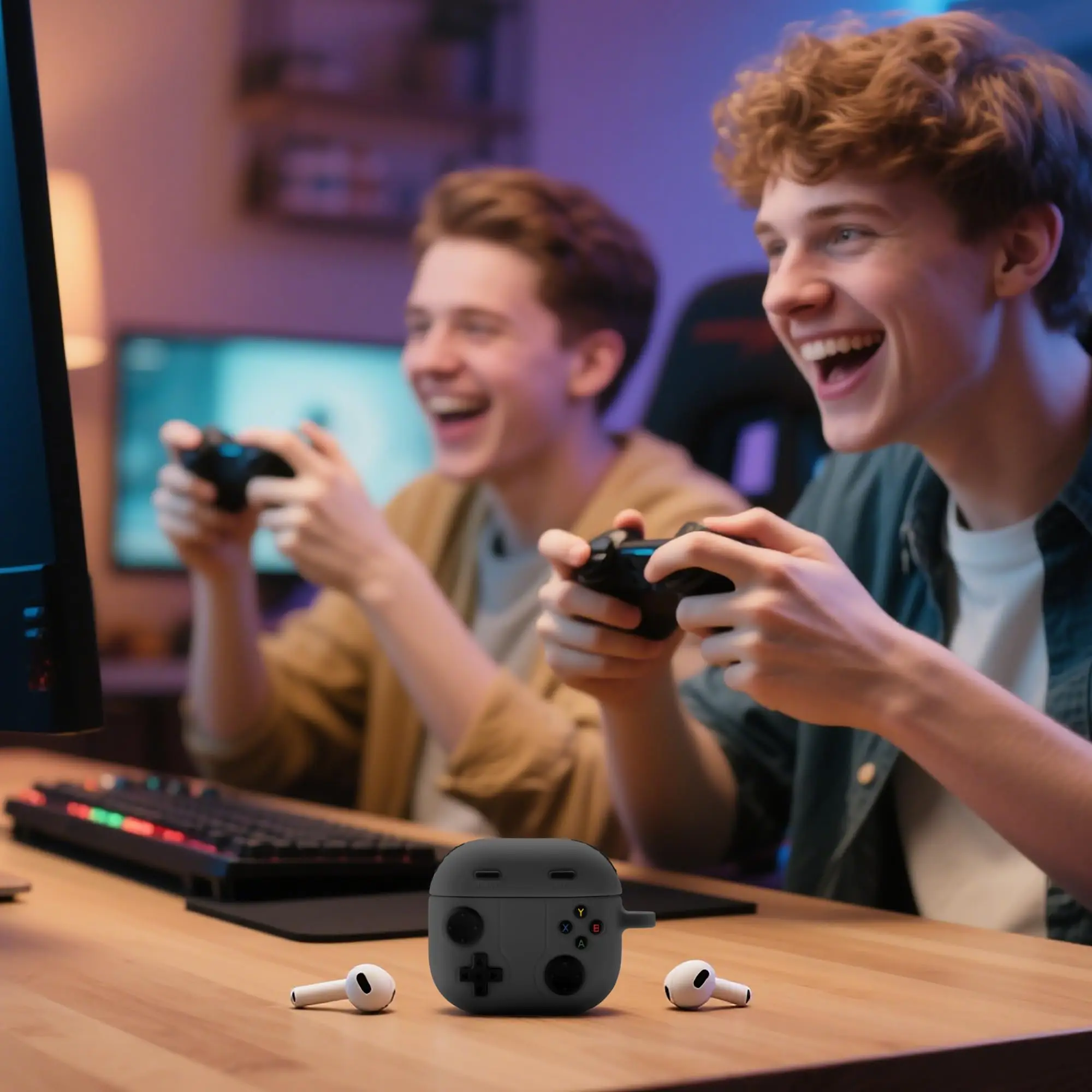 Funda de juego para AirPods 4, funda con Kit de limpieza y llavero, bonita y divertida funda protectora de silicona suave a prueba de golpes para AirPods 4