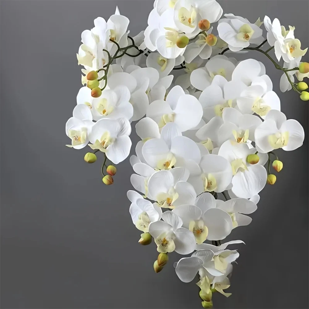 69cm Artificial Phalaenopsis Flower Branches Real Touch Faux Orchid Stems for Floral Arrangement Wedding Party Home Decoration