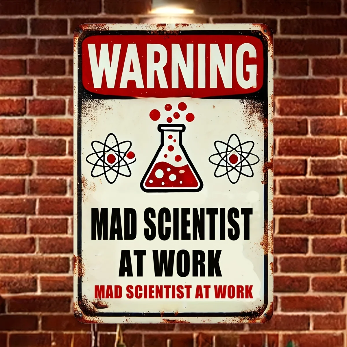 Mad Scientist at Work Aluminum Sign - Vintage Metal Wall Decor, Waterproof & Dustproof Warning Plaque for Home, Garage, Kitchen,