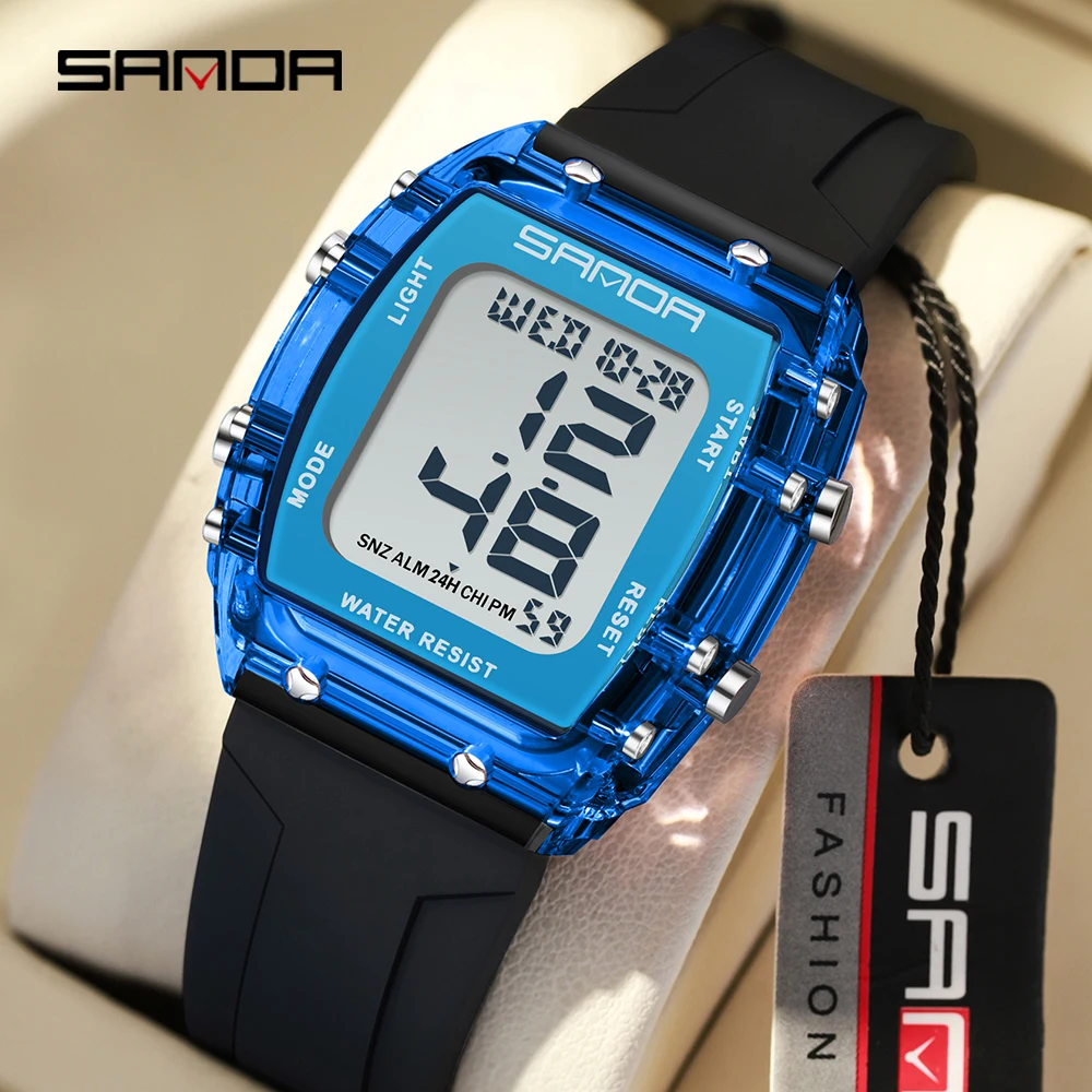 SANDA 2175 패션 학생 전자 시계 스포츠 다기능 방수 LED 레저 남성 및 여성 전자 시계