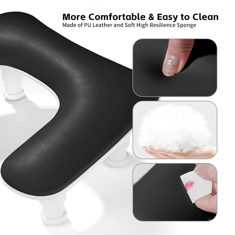 Cuscino per unghie a forma di U, regolabile, comodo, realizzato in pelle PU. Cuscino di supporto per le mani, cuscino rimovibile, supporto per le mani per manicure. Bracciolo antiscivolo per unghie, tappetino per manic
