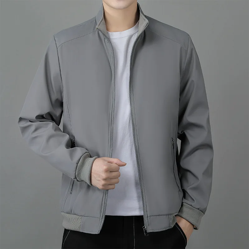 Men's Stand up Collar Jacket Business Casual Loose Top Versatile Simple Trend Spring Autumn New