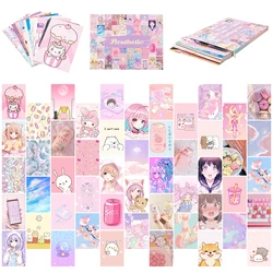 50Pcs Kawaii Anime Collage Card Set Cute Cardboard Wall Collage Poster Home Decor for Bedroom Animation Society Manga Studio