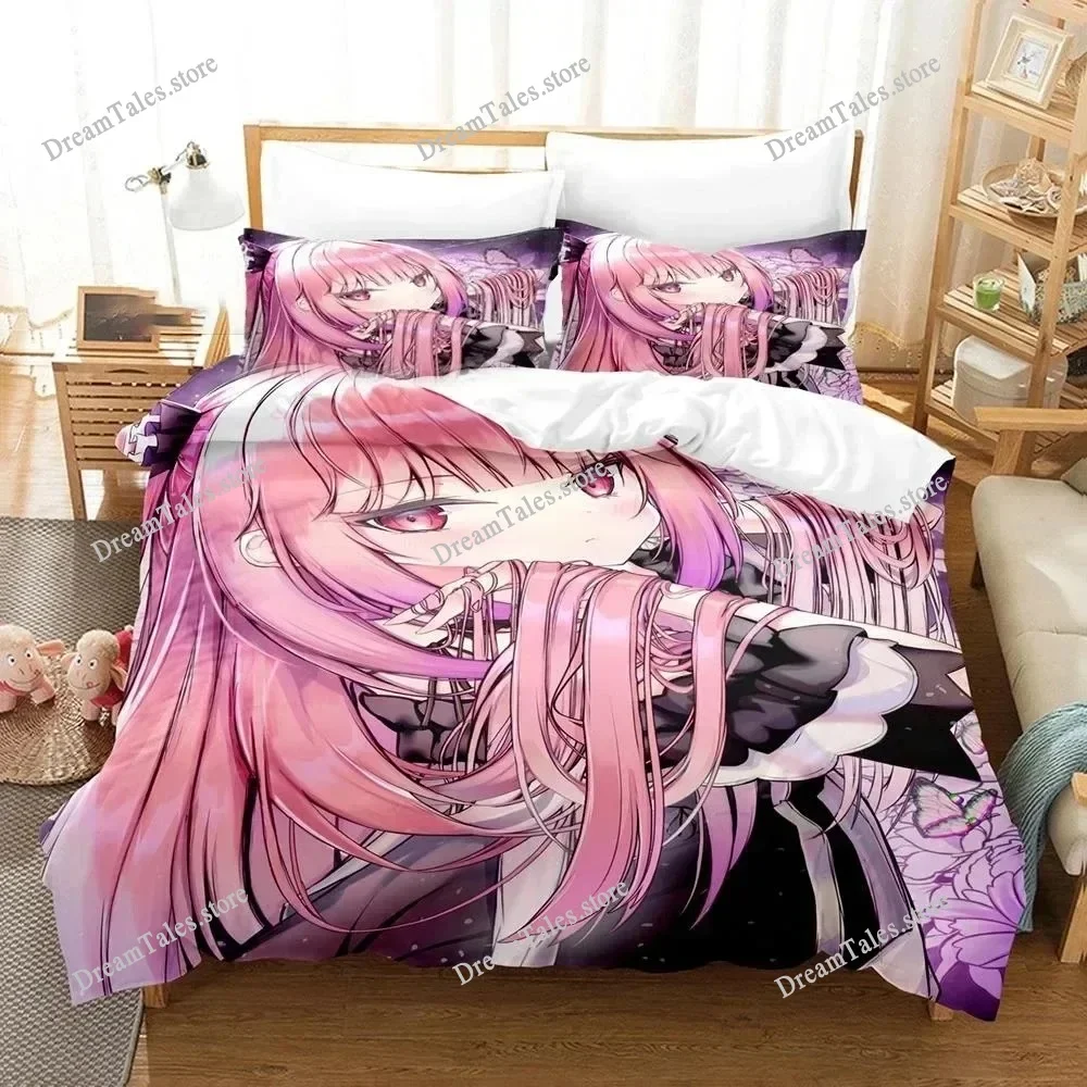 

Uruha Rushia Hololive Butterfly Girl Bedding Set Cartoon Anime Set Adult Kid Bedroom Duvet Cover Sets 3D Print Kawaii Anime