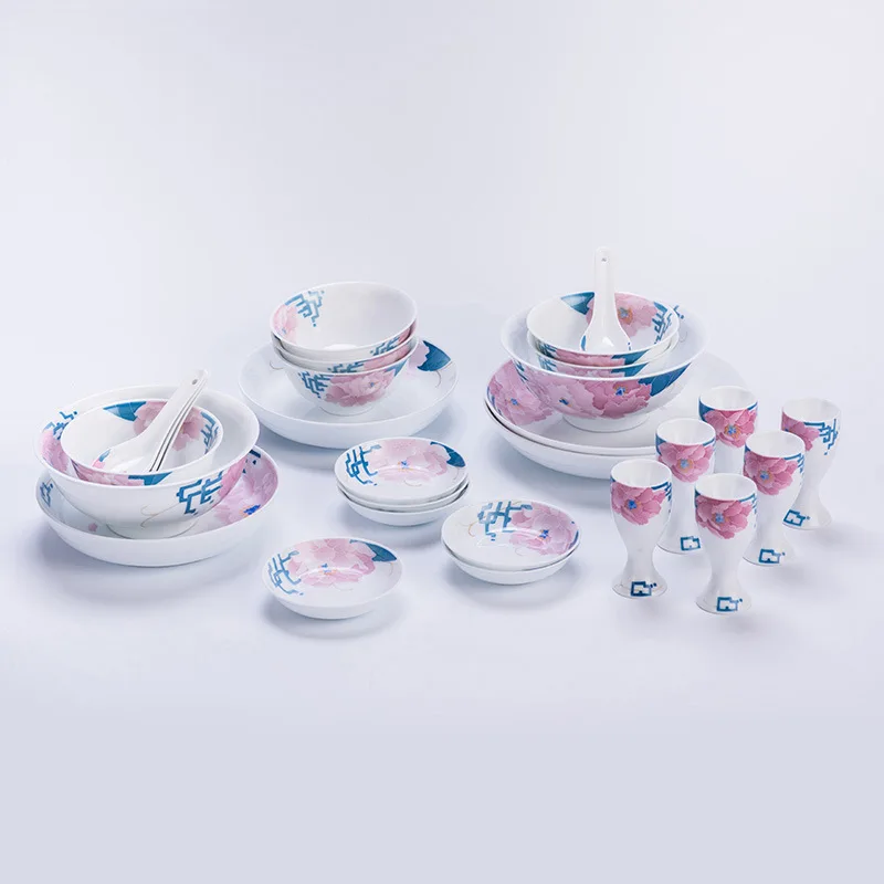 Underglaze hand-painted thin rice bowl, ceramic tableware set