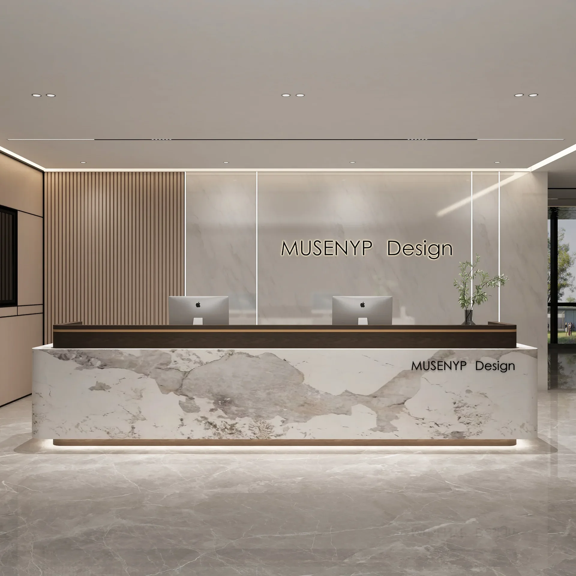 YJQ1 Company front desk reception is minimalist, modern, painted hotel service hall, bar counter, cashier counter