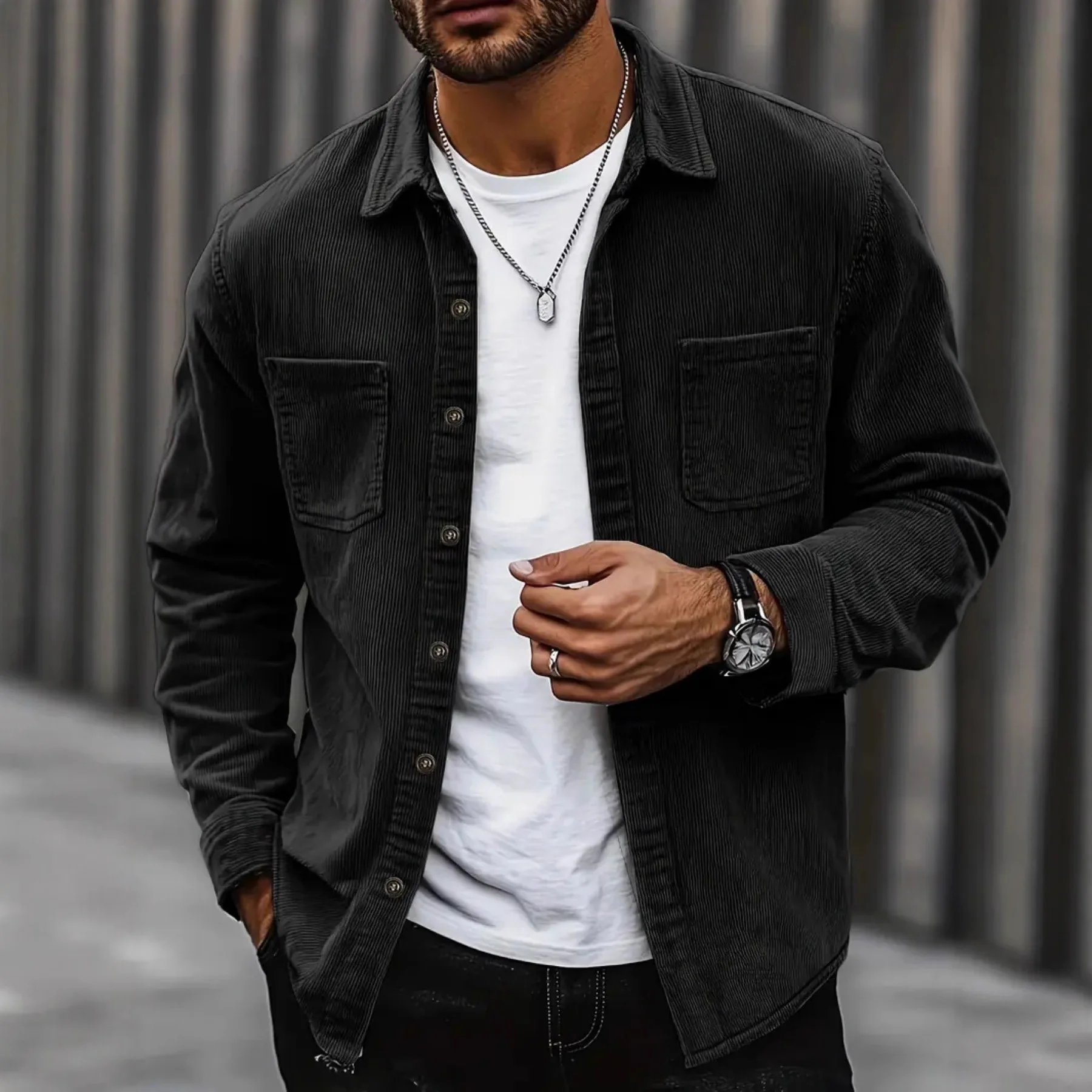 Versatile Casual Fashion Trend Shirt Jacket Breathable Machine Washable Long Sleeve Polyester Velvet Citywalk Wear for Youth