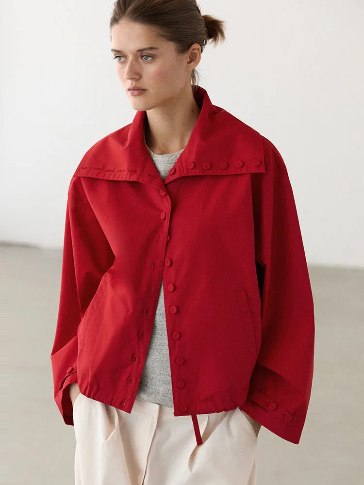 New Arrival Autumn Women's Commuter Style Long Sleeve Coat with Button Large Collar Standard Fit European Fashion Ladies Jacket