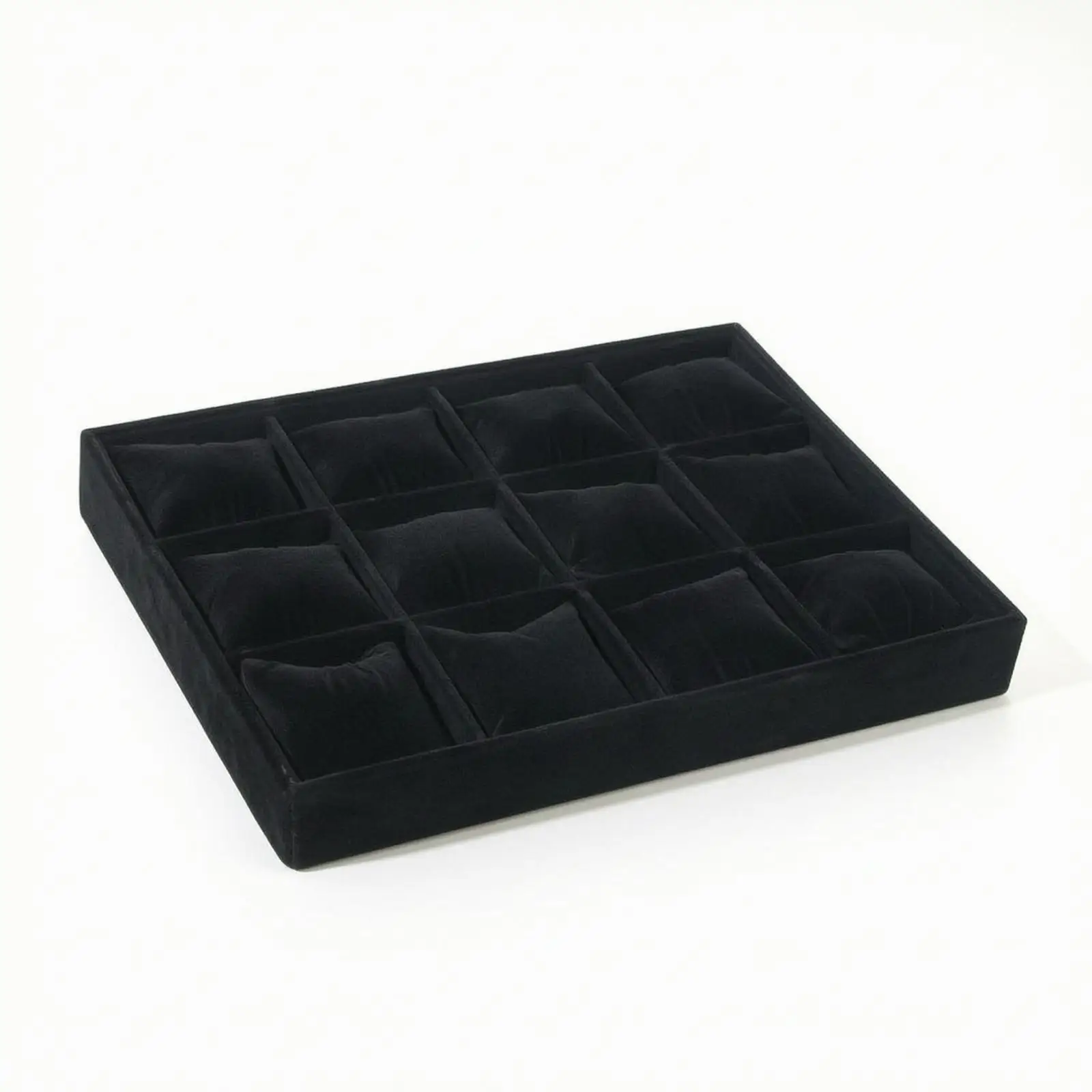 Rectangular Velvet Display Tray Jewelry Holder Organizer with Compartments for Watch and Accessories