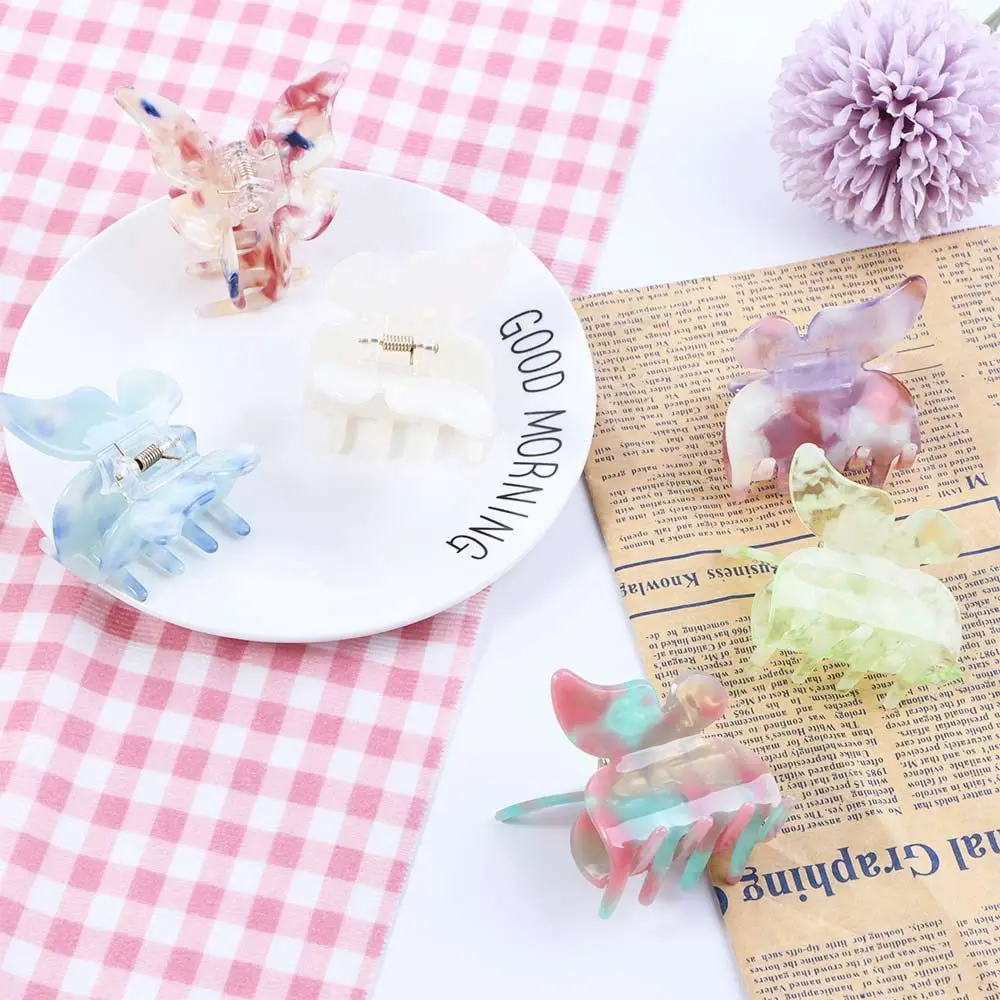 Sweet Hairpin Hair Accessories Women Candy Colors Acetic Acid Butterfly Hair Clips Hair Claw Crab Clips Headwear