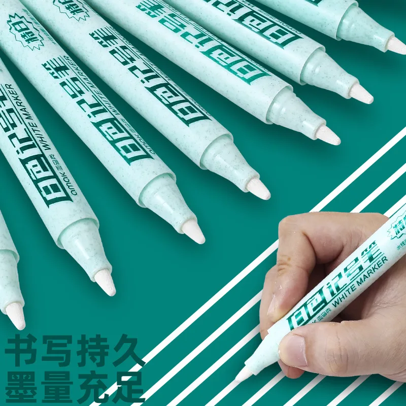 White Marker Pen, Waterproof, Non-Fading, Odorless, Non-Erasable, Continuous Ink, Thick Tip, For Painting and Art Highlighting