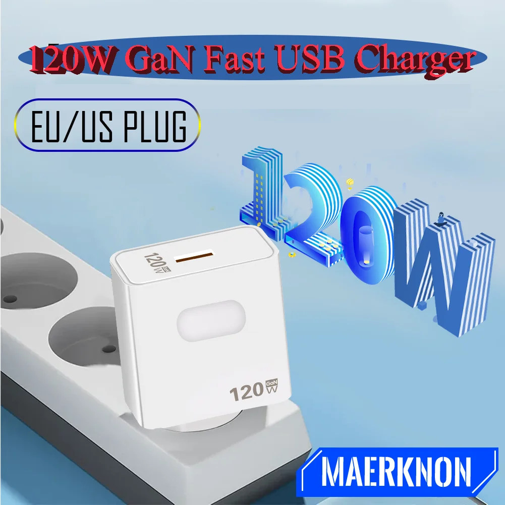 

Mobile Phone Charger EU/US Plug Wall Charger 120W GaN USB Fast Charging For Huawei Xiaomi 15 Pro/14 iPhone 16/15 Pro Max Samsung