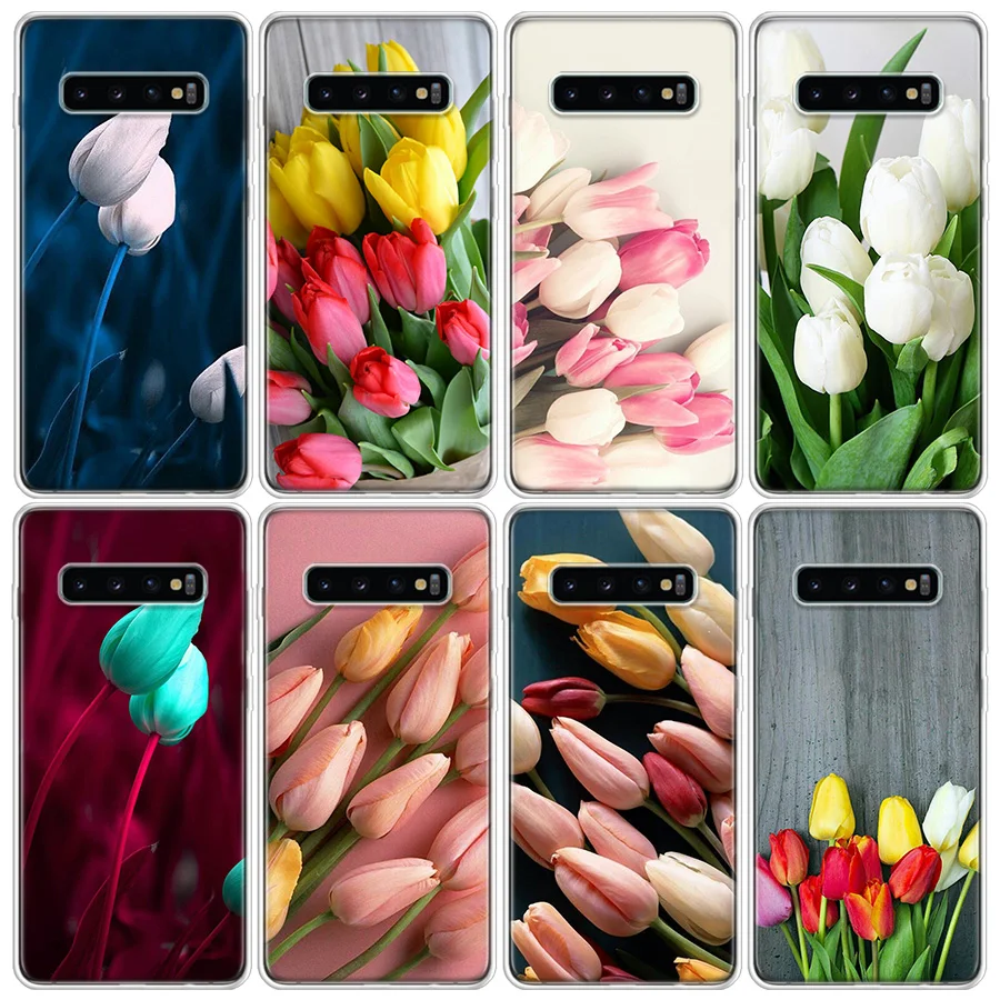 Tulip Flower Phone Case For Samsung Note 20 Ultra 10 9 8 A05S A15 A25 A35 A55 M11 M12 M21 M30S M31 M32 M51 M52 A90 Cover TPU C